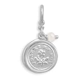 Sterling Silver Forget Me Not Charm With Cultured Freshwater Pearl - JewelryWeb