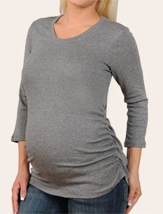 Motherhood Maternity: 3/4 Sleeve Scoop Neck Side Ruched Maternity T Shirt