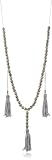 Citrine by the Stones "Balagan" Grey Pewter Tassel Chain Necklace