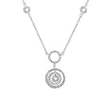 Pave Cubic Zirconia Circle Pendant Necklace