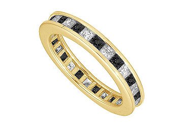 3195gBc5yOL Black and White Diamond Eternity Band : 14K Yellow Gold  3.00 CT Diamonds