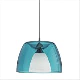 Turquoise Glass Encased Dome Shade for Quick Connect Track Pendants in White