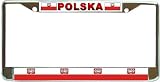 Polska Poland Polish Flag Chrome Metal License Plate Frame Holder