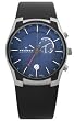 Skagen #853XLSLN Women's Blue Dial GMT Alarm Function Leather Strap Watch
