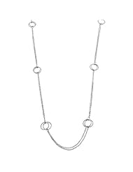 Sterling Silver 2-strand Diamond-cut Circles Station Necklace (22 Inch)