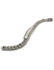 Twisted Blade Silver Decorated Curb Link Id Bracelet 9 Inch