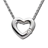 14Kt White Gold Petite Diamond Heart Pendant Necklace