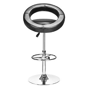 Black Leatherette Bar Stools Pair 
