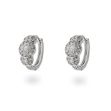 Eve's Addiction Vintage Style Three Stone CZ Sterling Silver Huggies