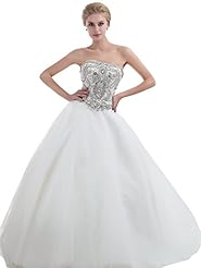 Strapless Beaded Lace  Floor Length Tulle Basque   Waistline  Ball Gown  Dress with a Chapel Train 