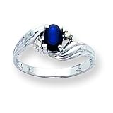 14k White Gold .03ct Diamond & Sapphire BirthStone Ring