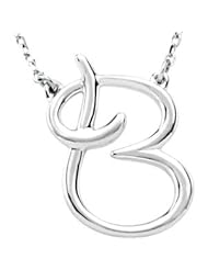 Clevereves Sterling Silver B 16" Silver Fashion Script Initial Necklace