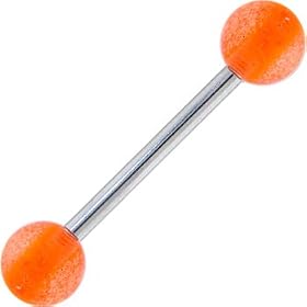 Orange Sherbet GLOW-n-DARK Barbell Tongue Ring by 
