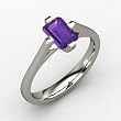 Emerald-Cut Amethyst Ring in 14K White Gold