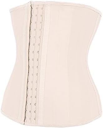 Body By SNATCHED 25 Steel Boned Latex Waist Trainer Cincher Corset with 3 Row Hooks Nude Small