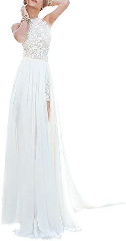 Englady Lace Long Chiffon Bridesmaid Gown Evening Party Cocktail Dress