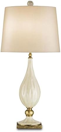 Brass Belfort Table Lamp with Cream Silk Shade and 3-Way Switch