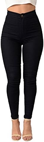 QuietClouds Women's Denim Jeans Stitching style High Waisted Slimming Skinny Jean,887-Black-XXL