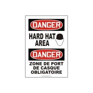 DANGER HARD HAT AREA (W/GRAPHIC) Sign - Plastic