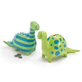 Dinosaur Coin Banks Ceramic Piggy Banks - Set of 2