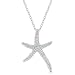 White Gold Rhodium Bonded to .925 Sterling Silver Base Metal Milligrain Starfish Necklace with Link Chain and Lobster Clasp in Silvertone