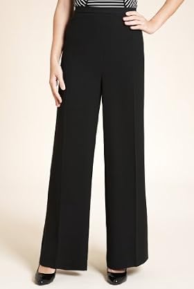 Wide Leg Flat Front Palazzo Trousers