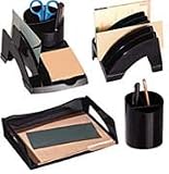 Search : Pizazz Side Load Stacking Desk Tray, Letter A4 Size, Plastic, Black (RUB2316)