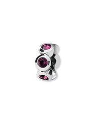 February Birthstone, 6-Stone Charm in Silver for 3mm Bracelets
