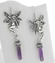 Long Sterling Silver Fairy and Amethyst Dangle Earrings
