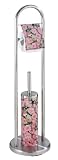 WENKO 18370100 Stand WC-Garnitur Roses - Edelstahl, &Oslash; 22 x 80 cm