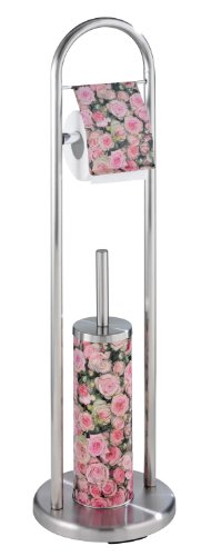 WENKO 18370100 Stand WC-Garnitur Roses - Edelstahl, &Oslash; 22 x 80 cm Preisvergleich