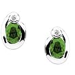 14K White Gold Chatham Created Emerald and Diamond Earrings
