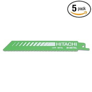 Hitachi 725320 6-Inch 10TPI Metal Cut Reciprocating Blade - 5 Pack by 