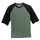 NEW District Threads - Pigment-Dyed 3/4 Sleeve Raglan Tee Olive/Black-4XL