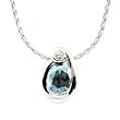 14K White Gold Aquamarine and Diamond Pendant