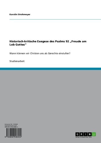 Historisch-kritische Exegese des Psalms 92 