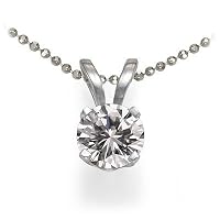 14K White Gold Round Solitaire Diamond Pendant (5/8 ctw, H-I/I1)