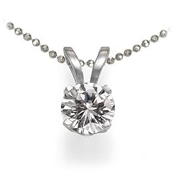 14K White Gold Round Solitaire Diamond Pendant (5/8 ctw, H-I/I1)