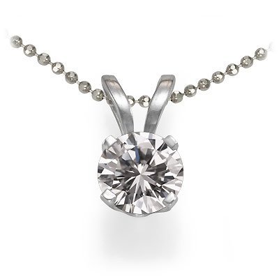 14K White Gold Round Solitaire Diamond Pendant (5/8 ctw, G-H/SI1-I2)
