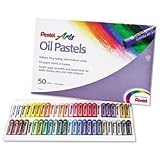 PENTEL Oil pastel set with carrying case, assorted colors, 50 pastels