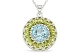 8 Carat Sky Blue and Peridot Sterling Silver Pendant w/chain