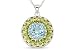 8 Carat Sky Blue Topaz and Peridot Sterling Silver Pendant w/Chain