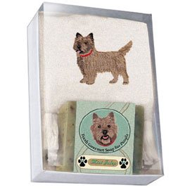 Single Gift Box with Cairn Terrier Soap and Towel