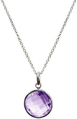 Sterling Silver 12mm Amethyst Pendant on Chain