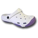 Ladies White / Purple rubber clog style beach shoes sandals NEW