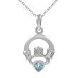 Sterling Silver Claddagh with Blue Topaz Necklace
