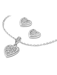 Sterling Silver Sets With Cubic Zirconia - Heart