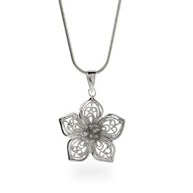 Eve's Addiction Sterling Silver Vintage Filigree Flower Pendant from amazon.com