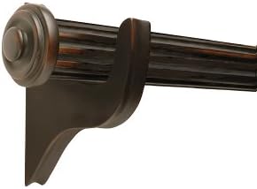 Designer Hardware End Cap 6-Feet Single Drapery Rod Set in Walnut Finish with 2-Inch Fluted Wood Pole and Decorative Resin Finials