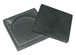 Chinese callligraphy / Japanese sumi ink well - grinding stone with cover, charcoal black